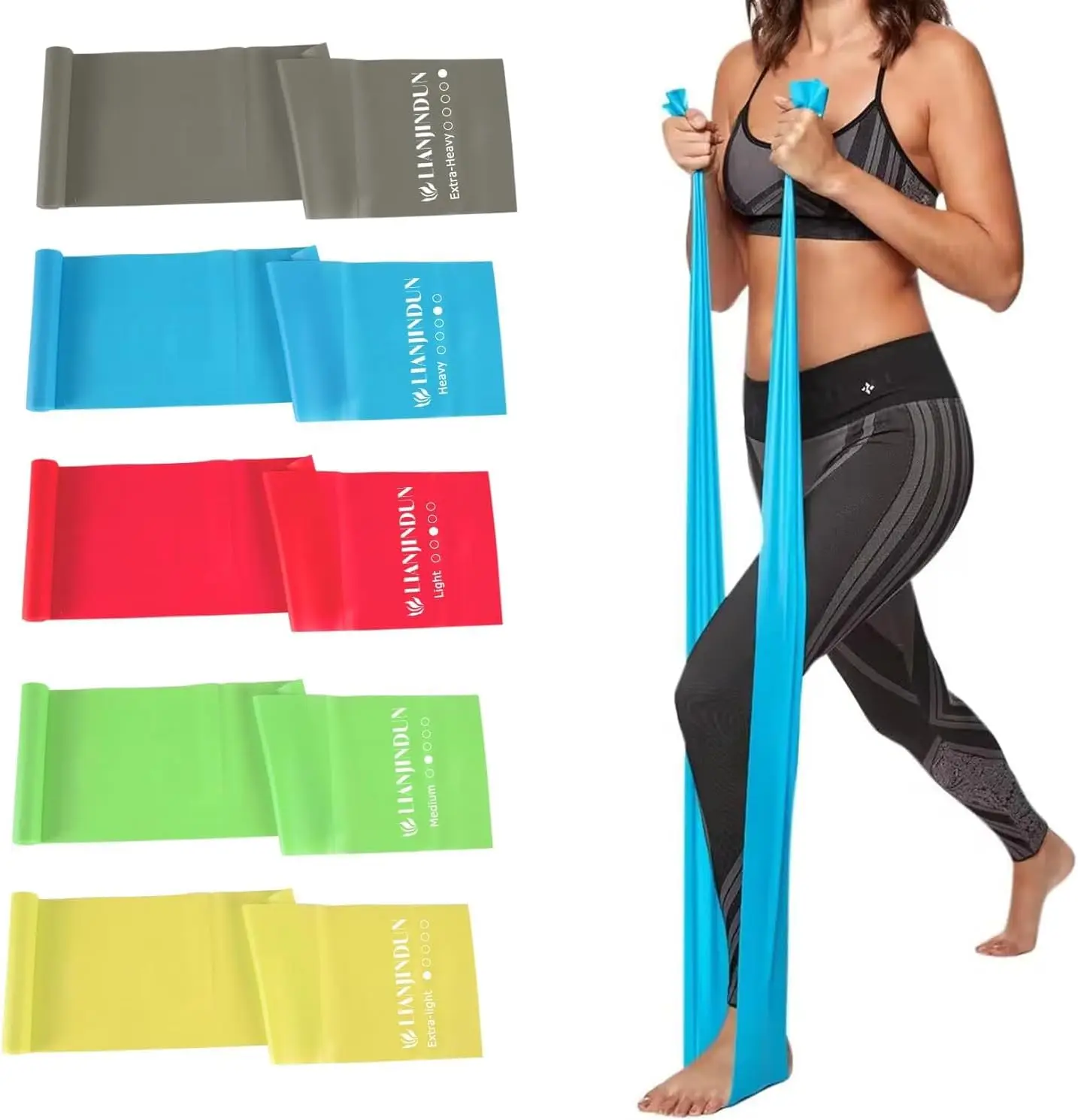Pilates Yoga Board - 5 Pcs Latex-Free Resistance Bands for