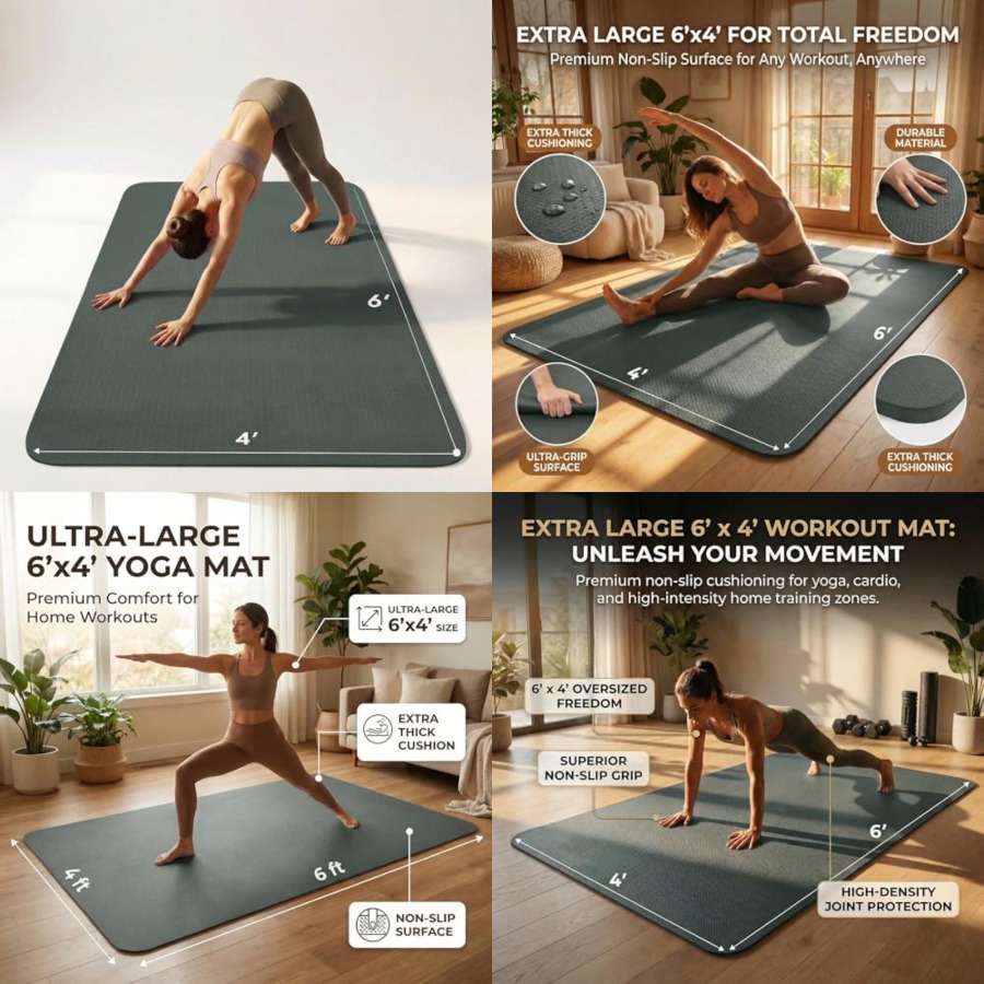 Large Yoga Mat 6'x 4'72x 481/4 - Pilates X Yoga recension och pris