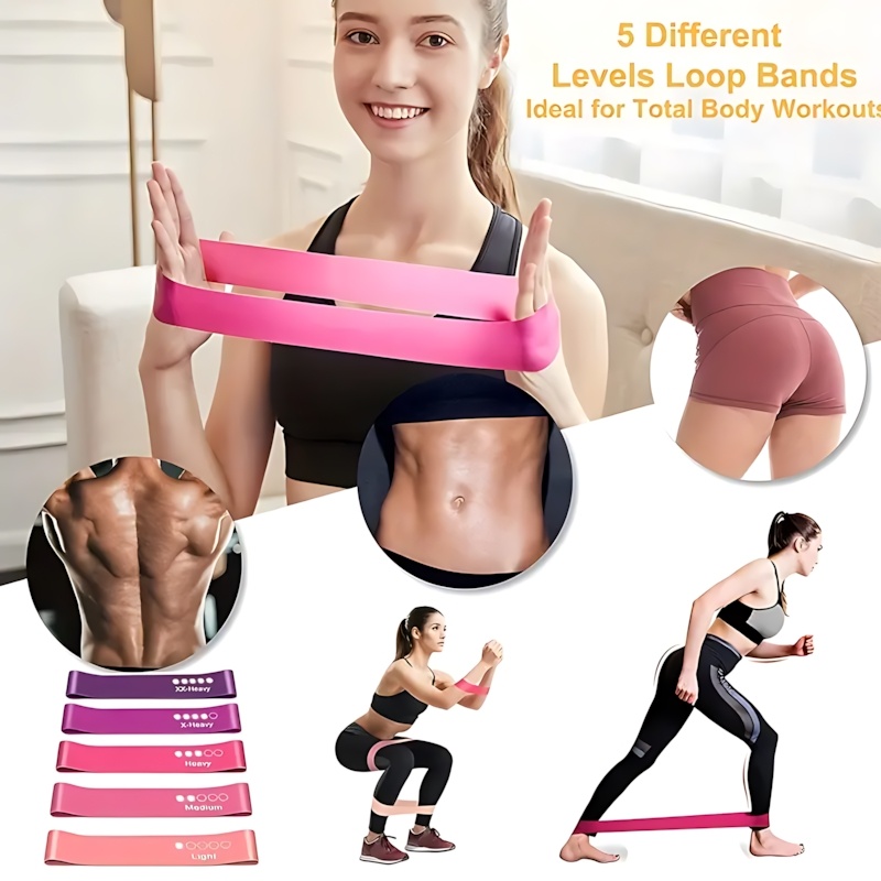 5Pcs Gradient Pink Latex Resis - Pilates X Yoga recension och pris